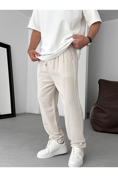 BYBASICMAN Beige Slim Regular Cotton Pants Yp-5022