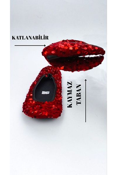 CEYDA SHOES Pul Sequin Velvet Home, Hajj, Umrah, Gift, Daily Women's Ballerinas, Sequin Ballerinas, Slippers, Booties, Show Kitty