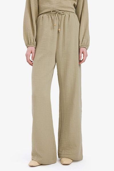 DeFacto New Season Wide Leg Muslin Fabric Palazzo Trousers Double Pockets High Waist Wide Leg