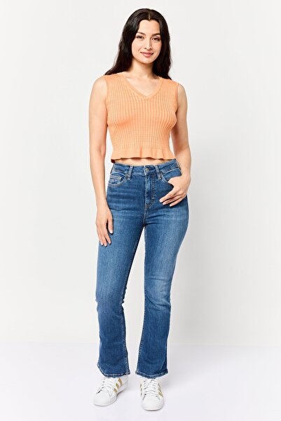 Esprit Women Regular Fit Washed Straight Leg Jeans, Blue