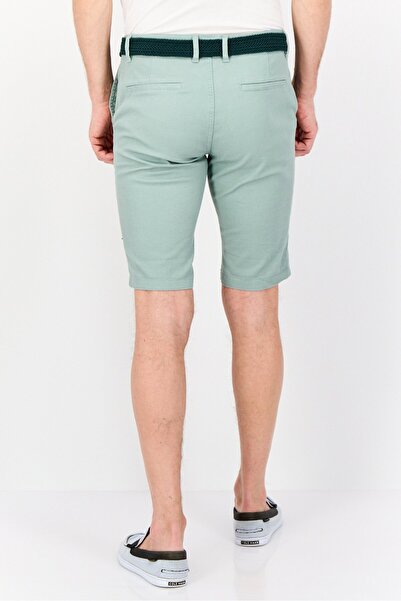 DeFacto Men Textured Belted Basic Shorts, Sage