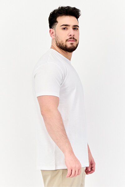 Maserati Men Crew Neck Short Sleeve Brand Logo T-Shirt, White