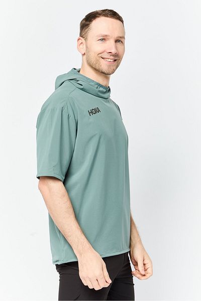 hoka Men Sportswear Fit Short Sleeve Training Track Jacket, Slate Green