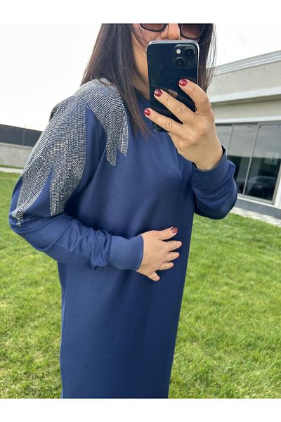 charamela Large Size Double Suit with Stone Detail on Sleeves