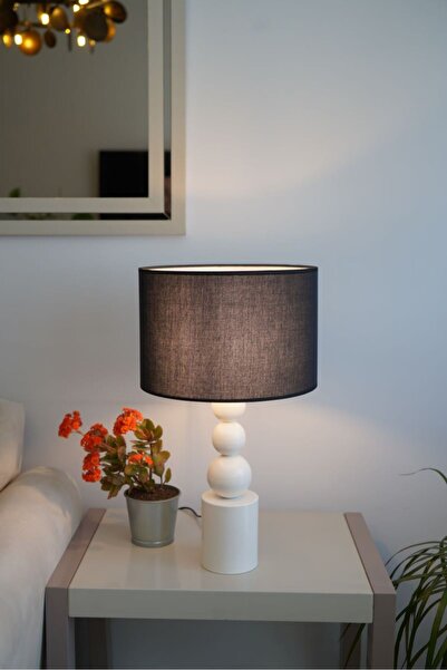 retro home design Krem Özel Ayaklı Siyah Silindir Şapkalı Dekoratif Masa Lamb...