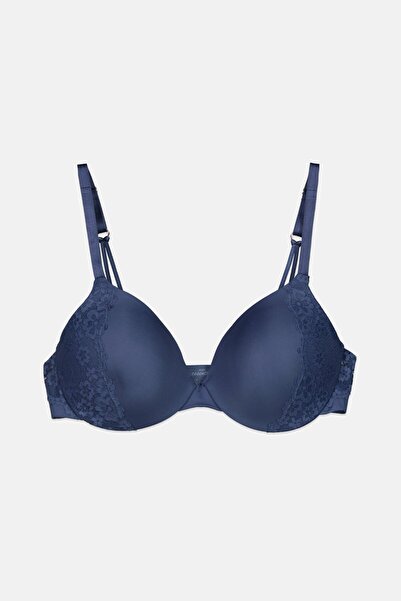Tchibo Women Padded Underwired French Cup T-Shirt Bra, Blue