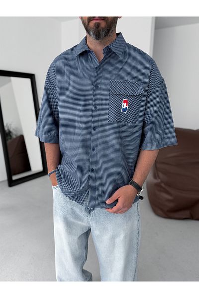 BYBASICMAN Blue Plaid Pocket Detailed Shirt Bs-002