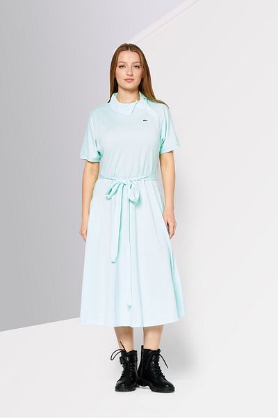 Lacoste Women Embroidered Logo Midi Dress, Light Turquoise