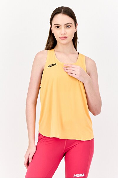hoka قميص تدريب رياضي بدون أكمام للنساء، برتقالي