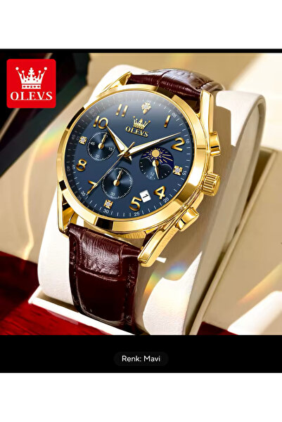 OLEVS GOLD KASA ZAMANA ŞIK BİR DOKUNUŞ ERKEK KOL SAATİ DERİ KORDON 324