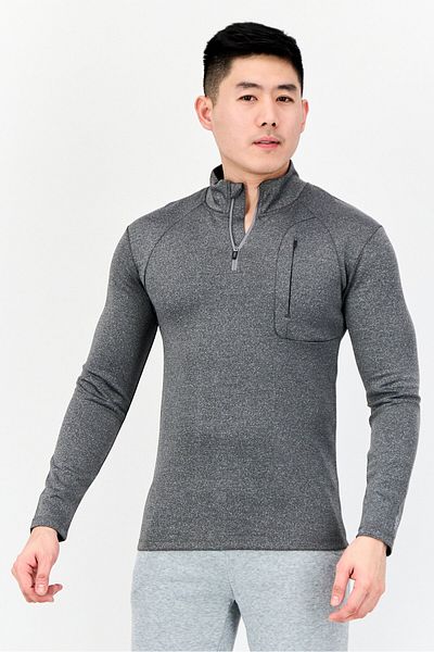 Asos 4505 Men Mock Neck Heather Long Sleeves Training Sweatshirt, Grey