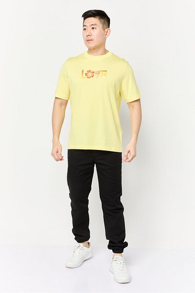 Esprit Men Crew Neck Short Sleeves Grapih Print T-shirt, Yellow