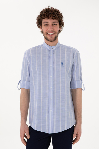 U.S. Polo Assn. Erkek Hakim Yaka Mavi Gömlek 50306392-VR036