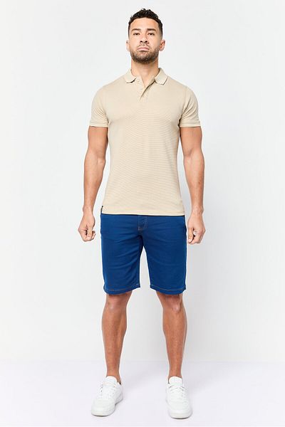 Threadbare Men Regular Fit Stripe Short Sleeve Polo Shirt, Taupe