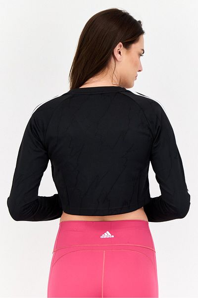 adidas Women Sportswear Fit Long Sleeves Training Cropped Top, Black