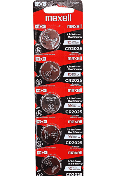 Maxel بطارية ليثيوم زرية L Cr2025 بجهد 3 فولت، عبوة من 5 قطع
