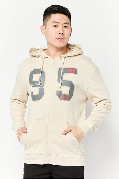 PAUL FRANK Men Graphic Print Long Sleeve Hooded Sweatshirt, Beige