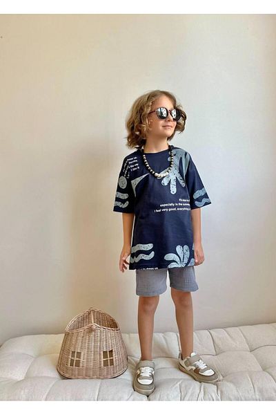 YİGİT BUTİK Yigit Butik Printed Boy's Suit with Muslin Shorts
