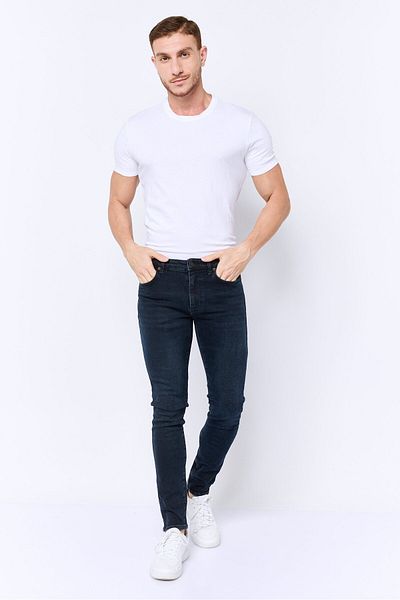 Riders by Lee Men Skinny Fit Plain Stretchable Jeans, Dark Navy