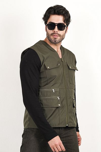 Reform Vest"Summer Multi-Pocket Bondik Fabric Double Zipper Pocket