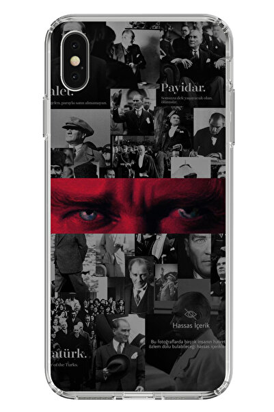 TechTree iPhone X / XS Uyumlu Atatürk Gözler Tasarım Şeffaf Silikon Kılıf