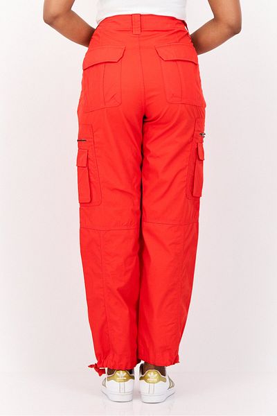 Esprit Women Straight Fit High Rise Solid Cargo Pants, Red