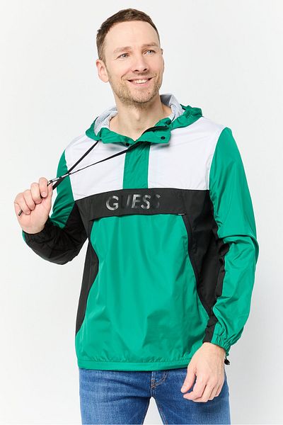 Guess Men Brand Logo Windbreaker Jacket, Multicolor