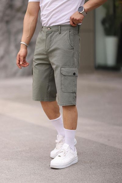 comstar Ανδρικό βαμβακερό χαλαρό ελαστικό σορτς Cargo Pocket Khaki Capri