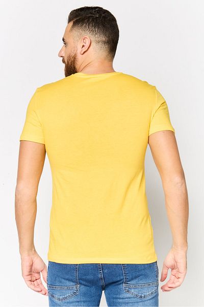 DeFacto Men Crew Neck Short Sleeve T-Shirt, Dark Yellow