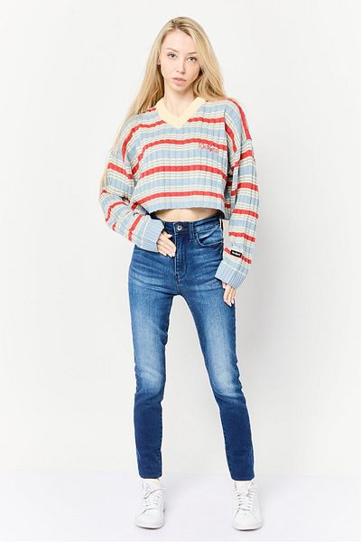 Kickers Classics Women Crew Neck Yarn Dye Sweater, Multicolor