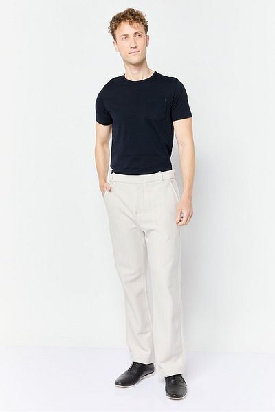 Esprit Men Regular Fit Stripe Straight Pants, Light Beige