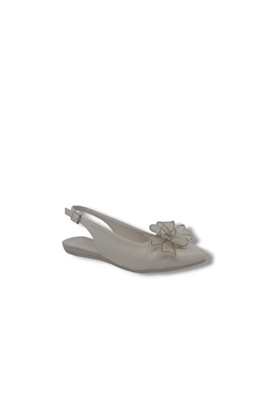 Zerhan 147 Ženske cipele sa krem mašnom i otvorenim leđima Baletanke