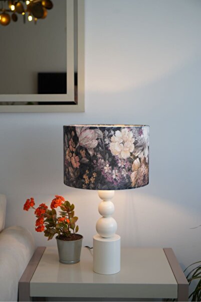 retro home design Krem Özel Ayaklı Kadife Kumaş Mor Çiçekli Silindir Şapkalı ...