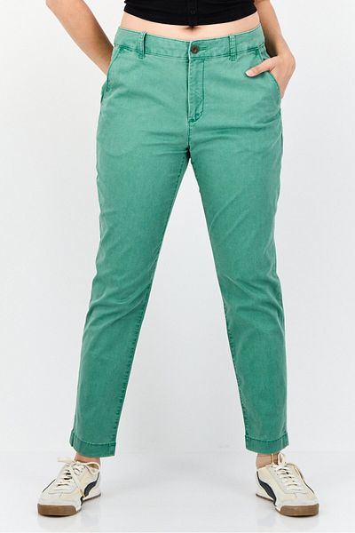 Esprit Women Regular Fit Solid 30 Inseam Chino Pants, Green
