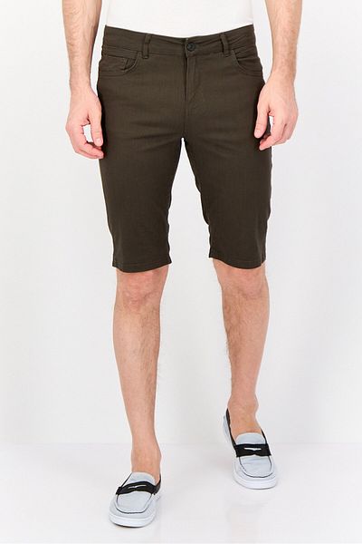 DeFacto Men Solid Chino Shorts, Dark Khaki