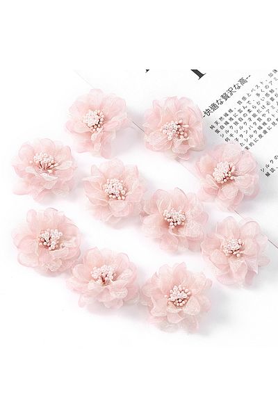 Choice 5pcs Pink 5Pcs Chiffon Artificial Flowers Head Fabric Applique Dress Sewing Supplies Patches Accesso