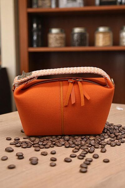 HFKY Women's Orange Linen Tote Bag. Handbag. Shoulder Bag. Bag Ry446