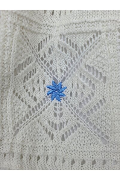 Modamorfo Embroidered Square Patterned Openwork Knitwear Cardigan -White