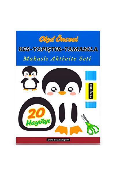 Enine Boyuna Eğitim Okul Öncesi KES-YAPIŞTIR-Tamamla Makaslı Aktivite Seti (2...