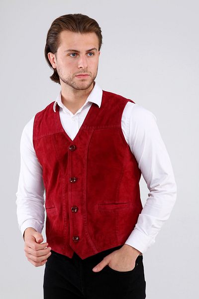 CE-YIL DERİ ÜRÜNLERİ Genuine Leather Suede Vest