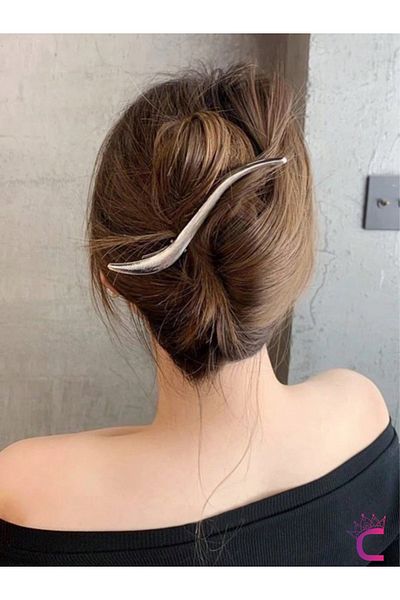 Cinderella Decorative S Design Large Size Collet Hair Clip Silver Metal 13cm - Women's Clip Side Buckle Bun Barrette