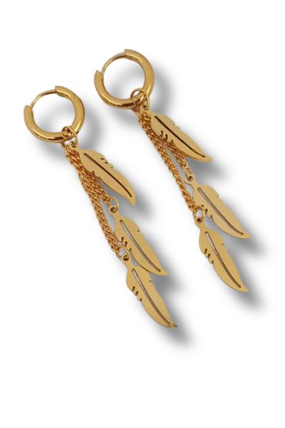 Waves And Pebbles Feathers Earrings