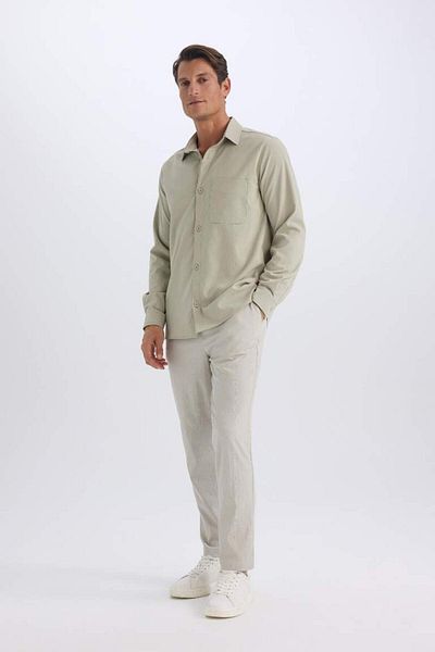 DeFacto New Season Relax Fit Relaxed Cut Straight Leg Crinkle Summer Fabric Trousers