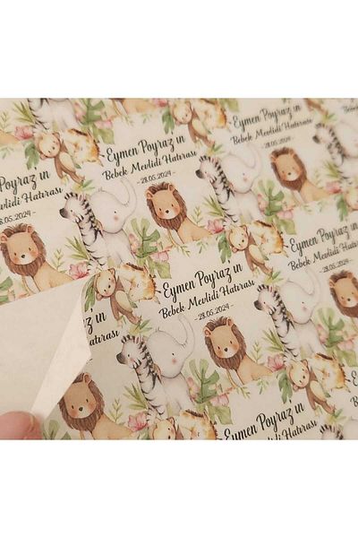 fırsatlar diyarı Safari Theme Baby Chocolate Tag - Shiny Coated Square Cut Tag / 3.5 cm - 100 Pieces