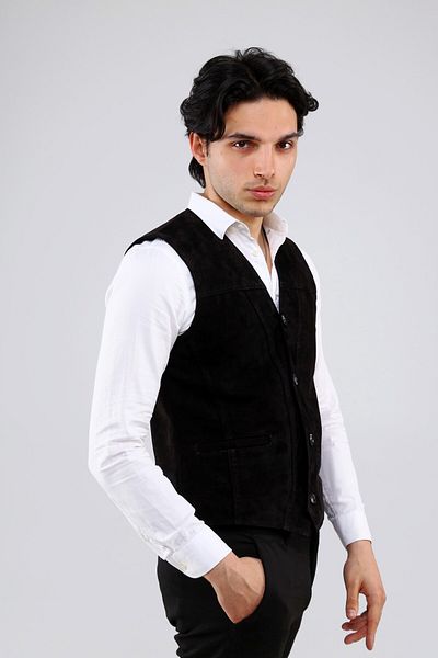 CE-YIL DERİ ÜRÜNLERİ Genuine Leather Suede Vest