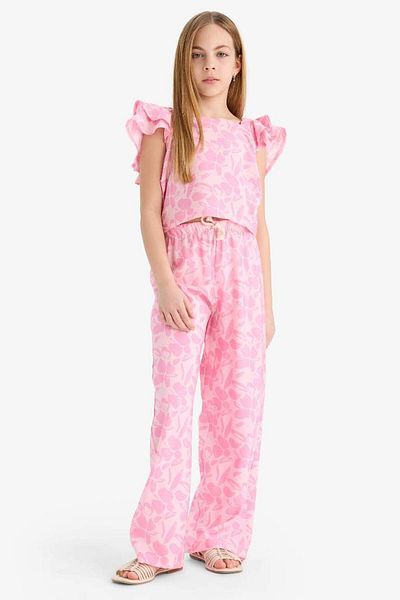 DeFacto Girl's Palazzo Wide Loose Leg Floral Patterned Trousers D7612A825Sm