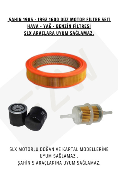 FZW TOFAŞ ŞAHİN 1985 - 1992 ARASI FİLTRE SETİ HAVA FİLTRESİ YAĞ FİLTRESİ BENZİN FİLTRESİ SET 3 PARÇA