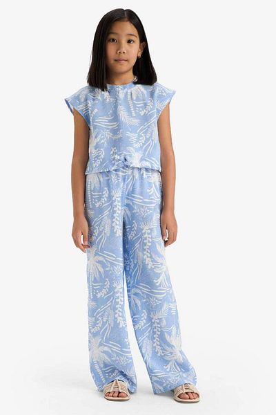 DeFacto Pantaloni cu imprimeu Palazzo pentru fete cu picioare largi D7612a825sm