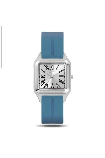 catera Men's watch, sky blue strap, silver frame
