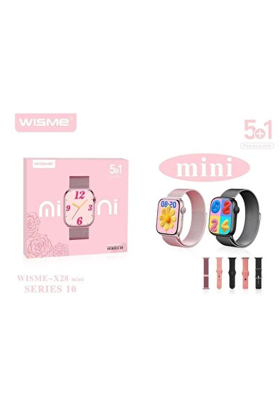 Serreha WİSME-X28 Mini Kadın Akıllı Saat 5 Kordonlu, Kablosuz Şarjlı, Şık Tas...